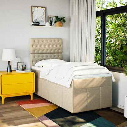 Giroletto a Molle con Materasso Crema 100x200 cm in Tessuto | homemem39