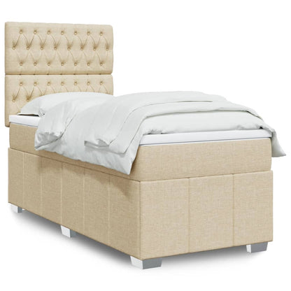 Giroletto a Molle con Materasso Crema 100x200 cm in Tessuto | homemem39