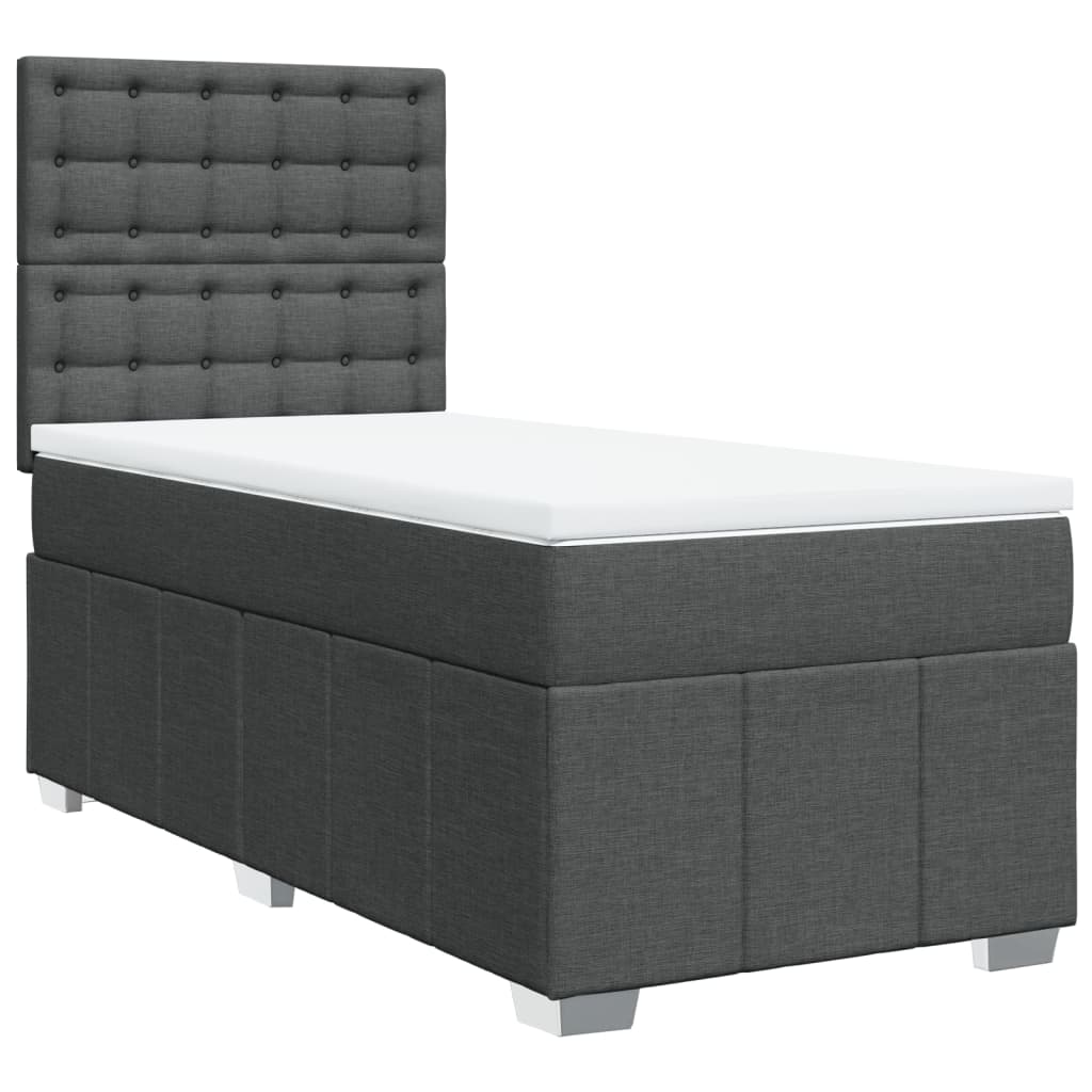 Giroletto a Molle con Materasso Grigio Scuro 100x200 cm Tessuto | homemem39