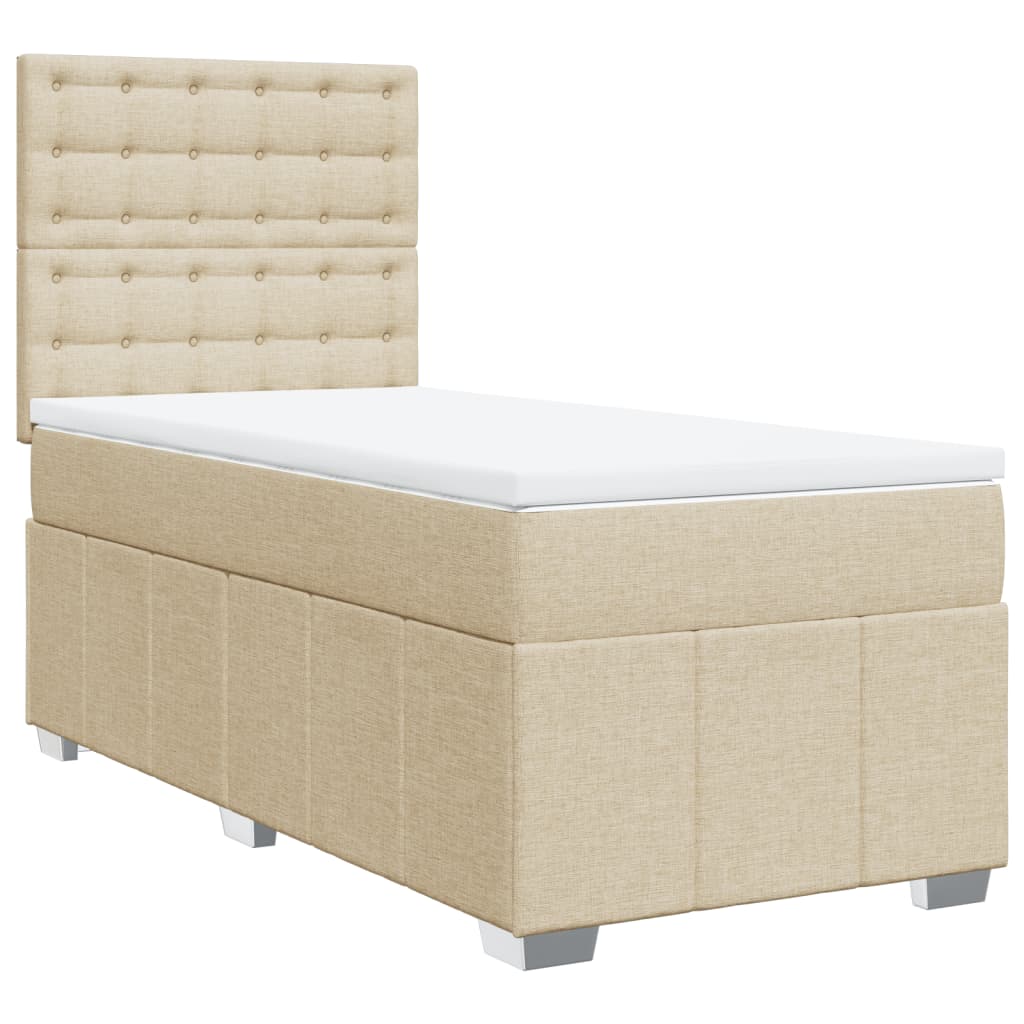 Giroletto a Molle con Materasso Crema 100x200 cm in Tessuto | homemem39