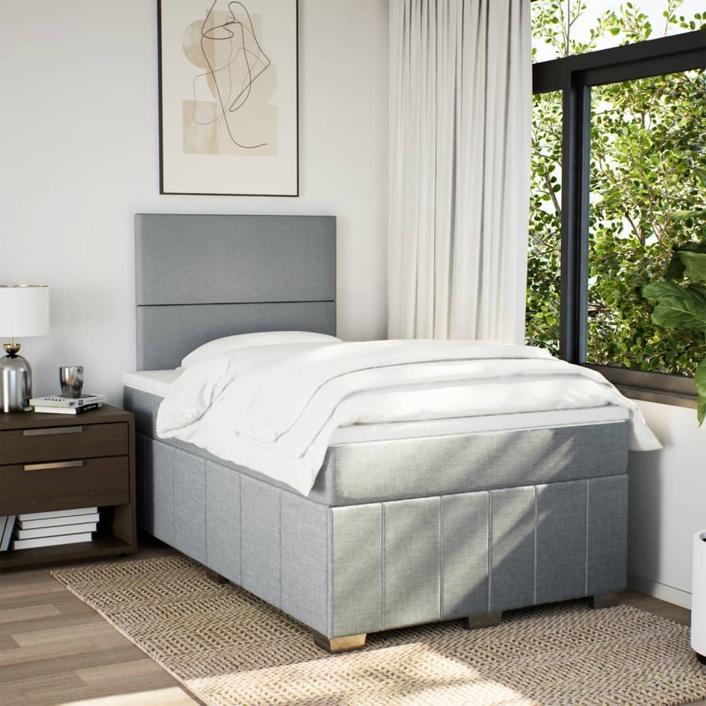 Giroletto a Molle con Materasso Grigio Chiaro 120x190cm Tessuto | homemem39