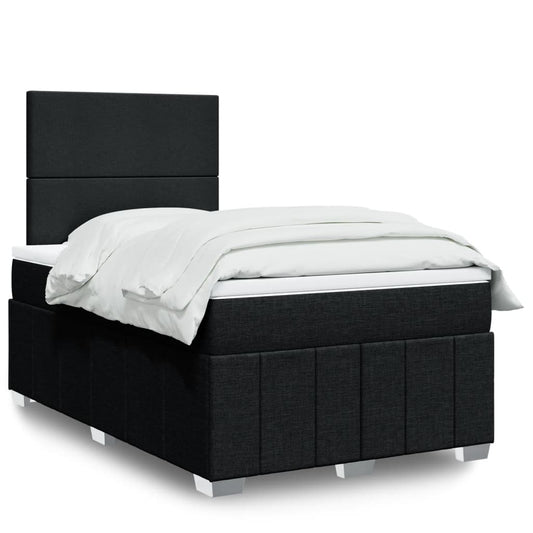 Giroletto a Molle con Materasso Nero 120x190 cm in Tessuto