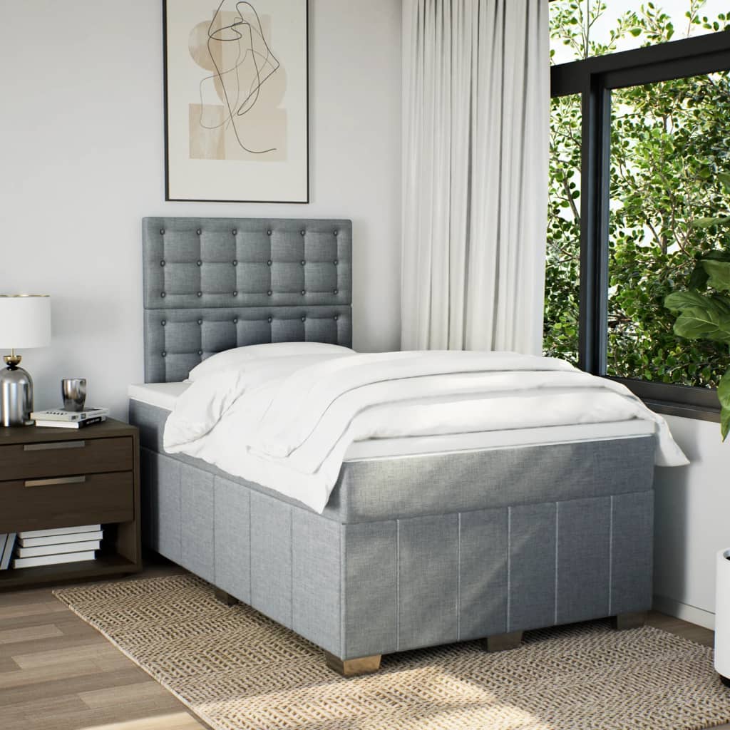 Giroletto a Molle con Materasso Grigio Chiaro 120x190cm Tessuto | homemem39