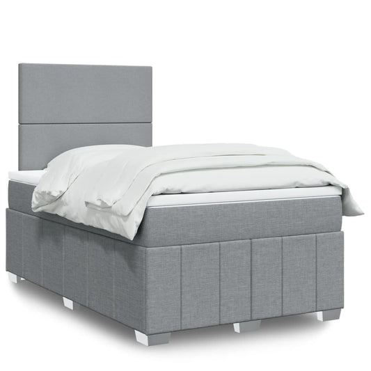 Giroletto a Molle con Materasso Grigio Chiaro 120x200cm Tessuto