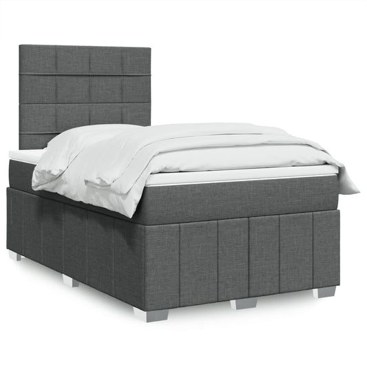 Giroletto a Molle con Materasso Grigio Scuro 120x200 cm Tessuto