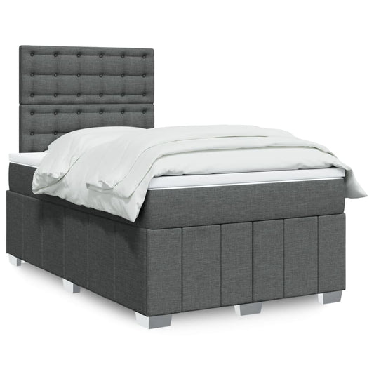 Giroletto a Molle con Materasso Grigio Scuro 120x200 cm Tessuto