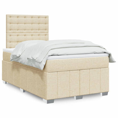 Giroletto a Molle con Materasso Crema 120x200 cm in Tessuto