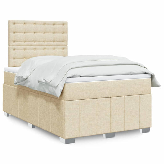Giroletto a Molle con Materasso Crema 120x200 cm in Tessuto