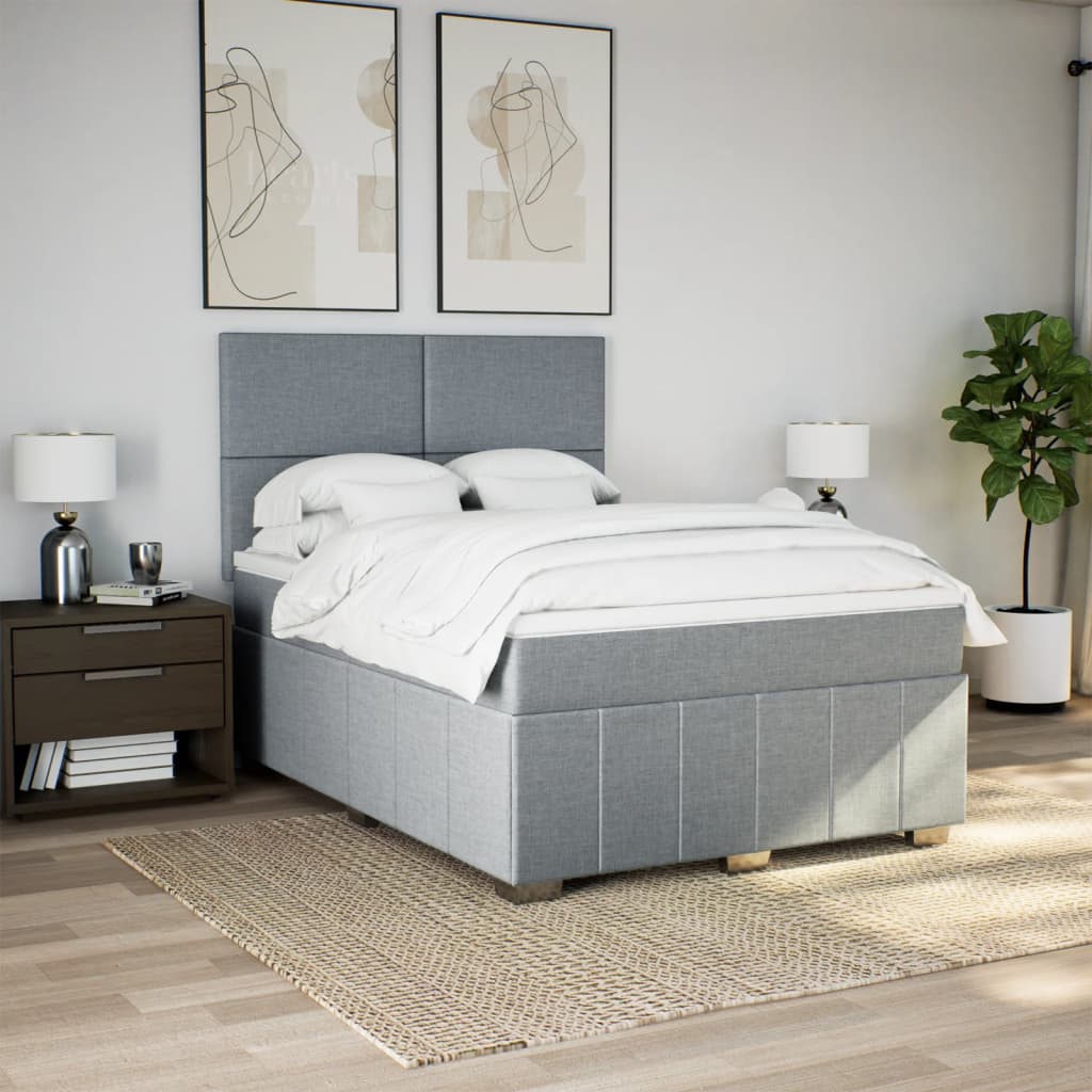 Giroletto a Molle con Materasso Grigio Chiaro 140x190cm Tessuto | homemem39
