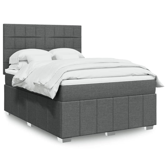 Giroletto a Molle con Materasso Grigio Scuro 140x190 cm Tessuto