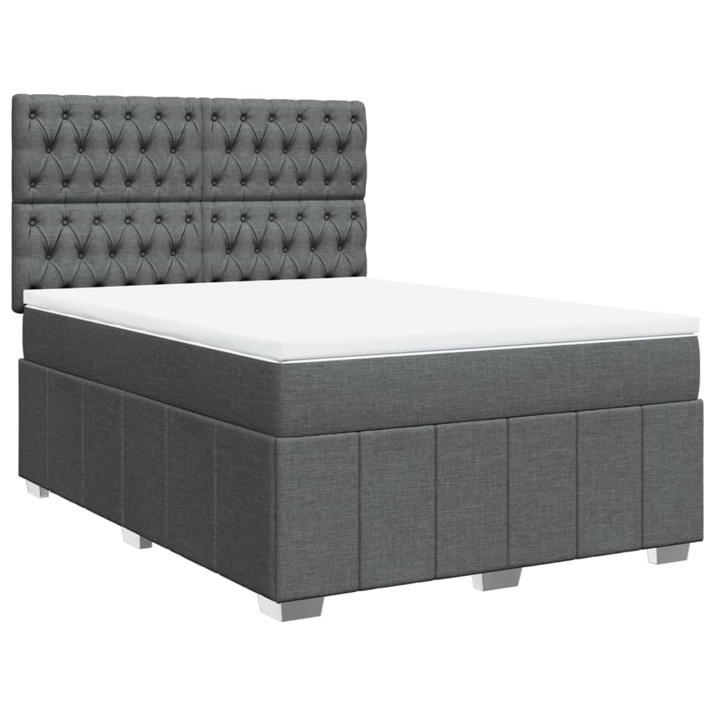 Giroletto a Molle con Materasso Grigio Scuro 140x190 cm Tessuto