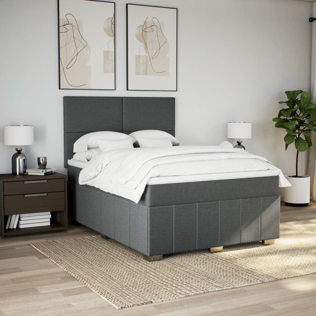 Giroletto a Molle con Materasso Grigio Scuro 140x200cm Tessuto
