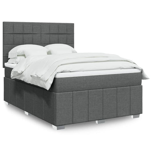 Giroletto a Molle con Materasso Grigio Scuro 140x200cm Tessuto