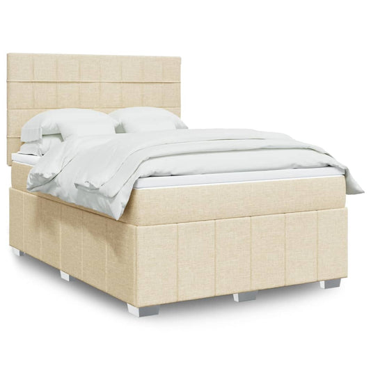 Giroletto a Molle con Materasso Crema 140x200 cm in Tessuto