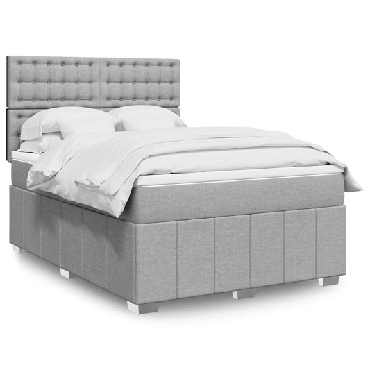 Giroletto a Molle con Materasso Grigio Chiaro 140x200cm Tessuto
