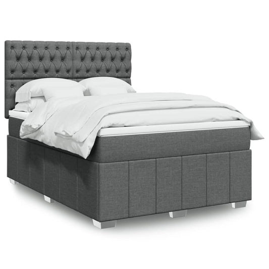Giroletto a Molle con Materasso Grigio Scuro 160x200 cm Tessuto