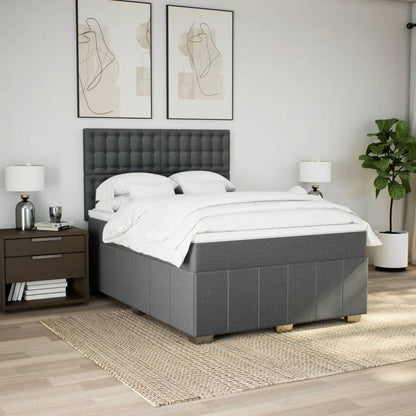 Giroletto a Molle con Materasso Grigio Scuro 160x200 cm Tessuto