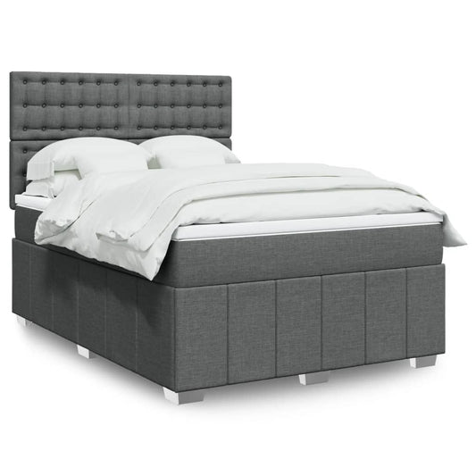 Giroletto a Molle con Materasso Grigio Scuro 160x200 cm Tessuto