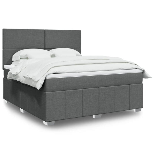 Giroletto a Molle con Materasso Grigio Scuro 180x200 cm Tessuto