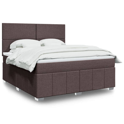 Giroletto a Molle con Materasso Marrone Scuro 180x200cm Tessuto