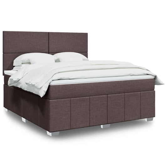 Giroletto a Molle con Materasso Marrone Scuro 180x200cm Tessuto