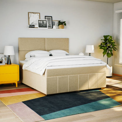 Giroletto a Molle con Materasso Crema 180x200 cm in Tessuto