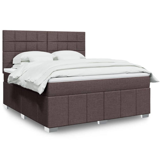Giroletto a Molle con Materasso Marrone Scuro 180x200cm Tessuto