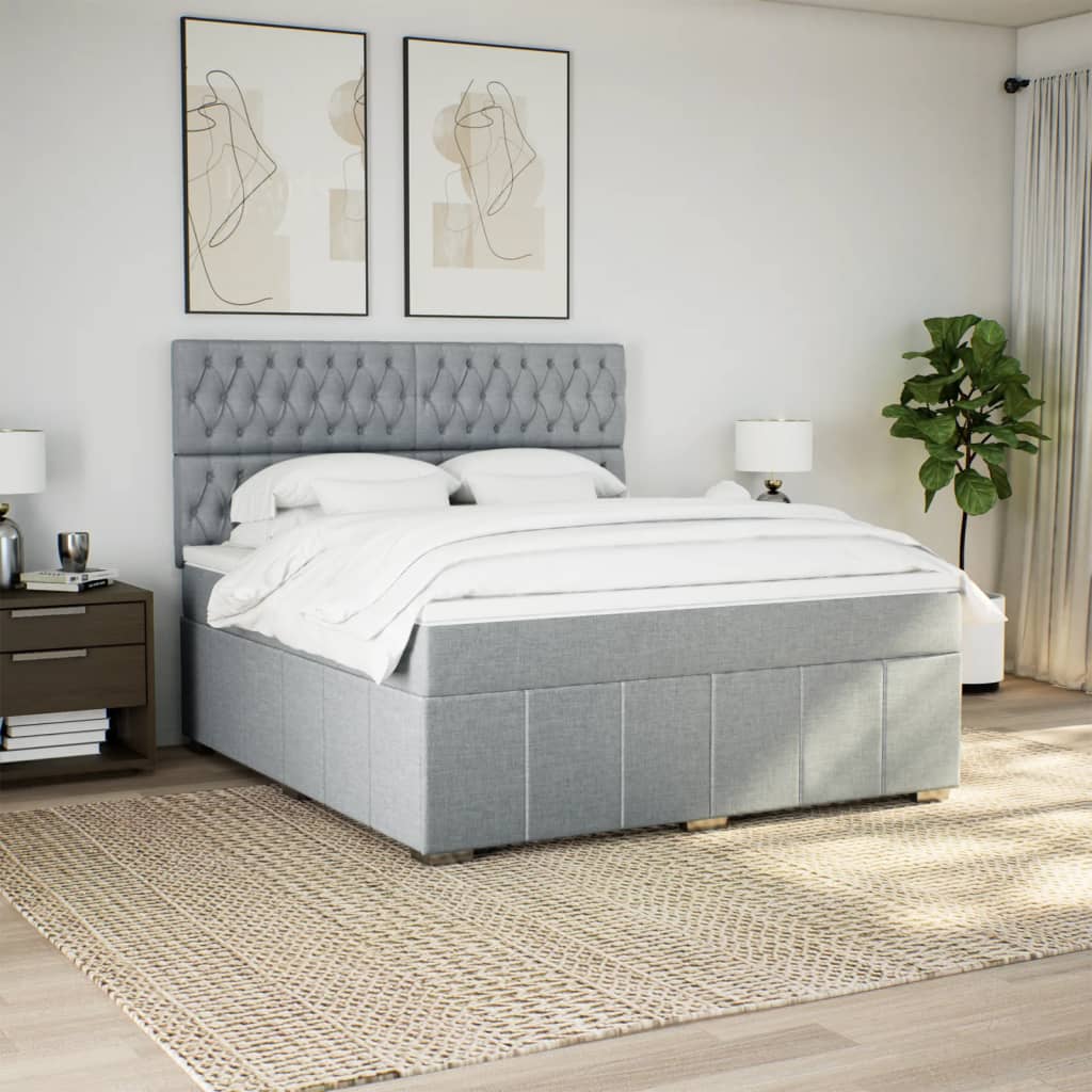 Giroletto a Molle con Materasso Grigio Chiaro180x200 cm Tessuto