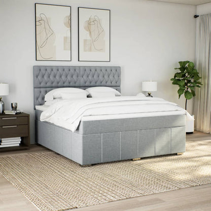 Giroletto a Molle con Materasso Grigio Chiaro180x200 cm Tessuto