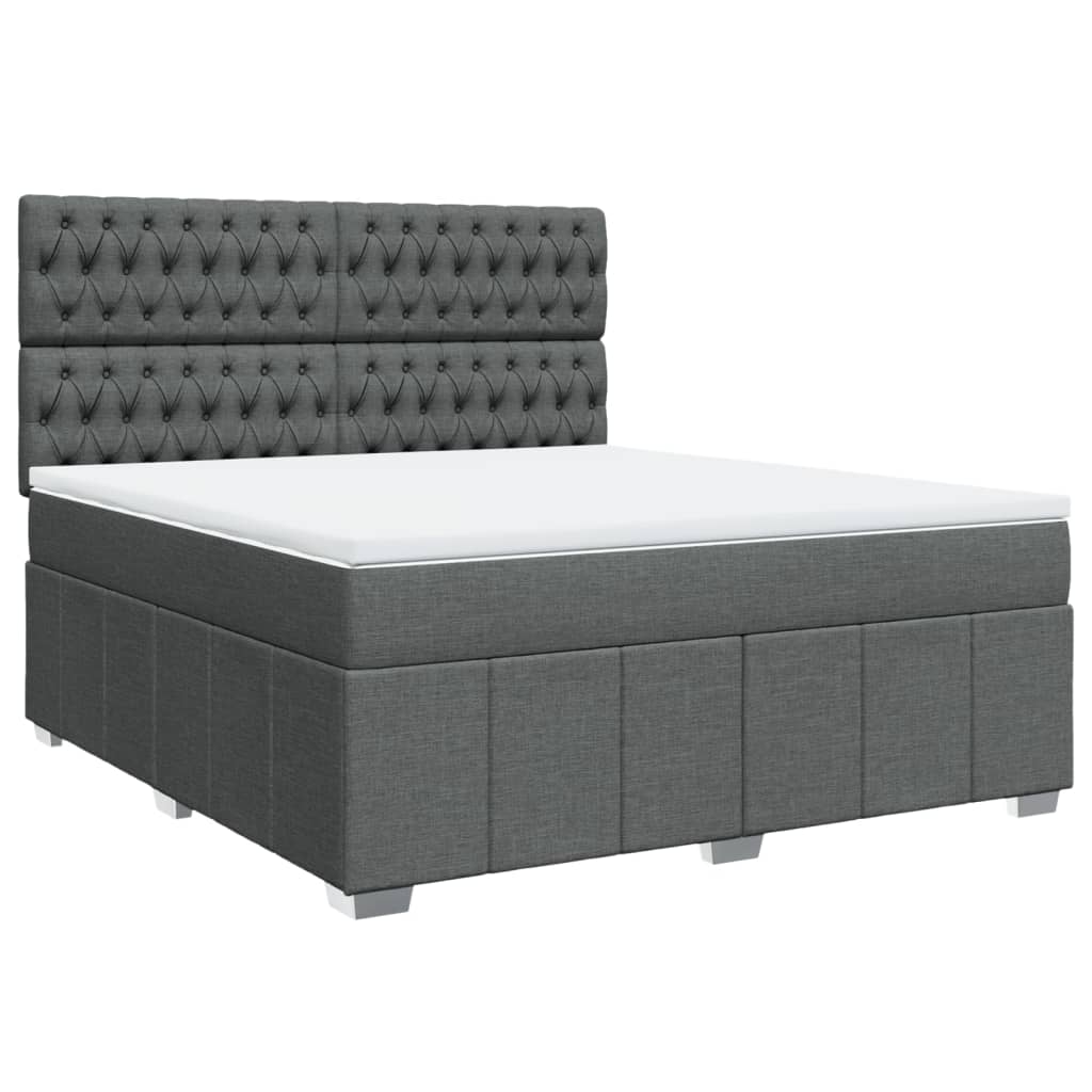Giroletto a Molle con Materasso Grigio Scuro 180x200 cm Tessuto