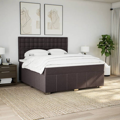Giroletto a Molle con Materasso Marrone Scuro 180x200cm Tessuto