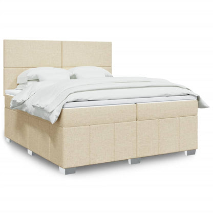 Giroletto a Molle con Materasso Crema 200x200 cm in Tessuto