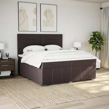 Giroletto a Molle con Materasso Marrone Scuro 200x200cm Tessuto