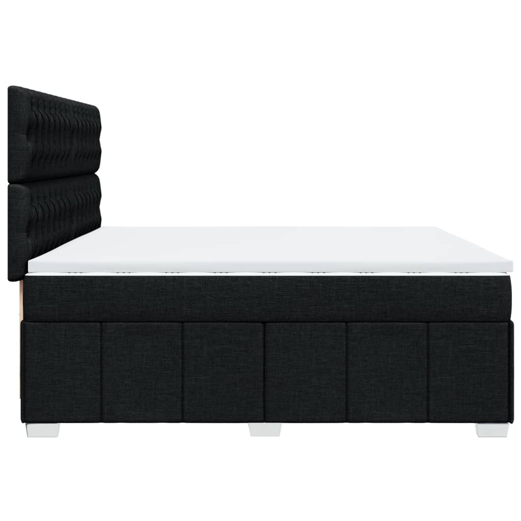 Giroletto a Molle con Materasso Nero 200x200 cm in Tessuto