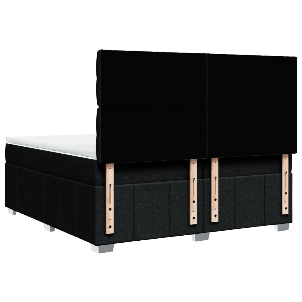 Giroletto a Molle con Materasso Nero 200x200 cm in Tessuto