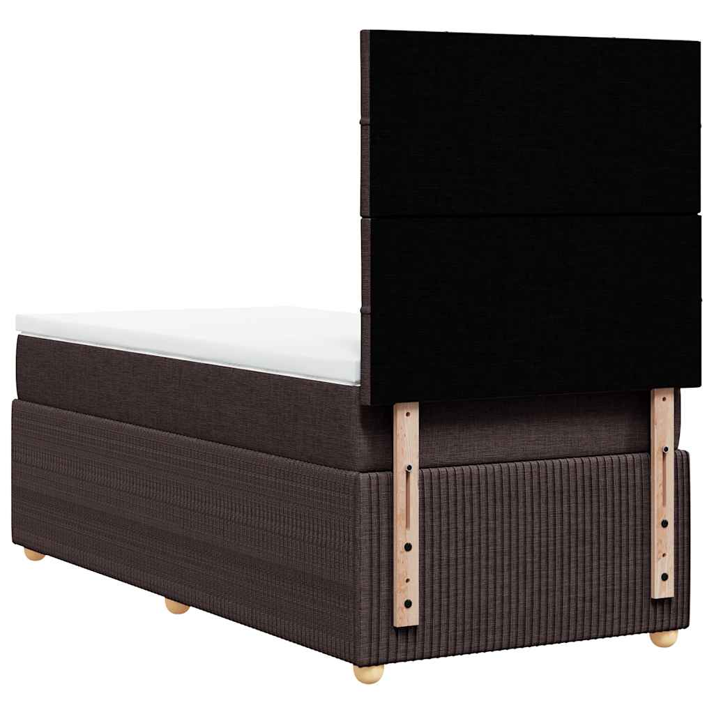Giroletto a Molle con Materasso Marrone Scuro 80x200 cm Tessuto