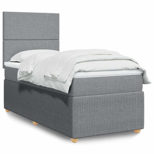 Giroletto a Molle con Materasso Grigio Chiaro 90x190 cm Tessuto