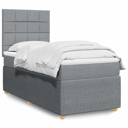 Giroletto a Molle con Materasso Grigio Chiaro 90x190 cm Tessuto