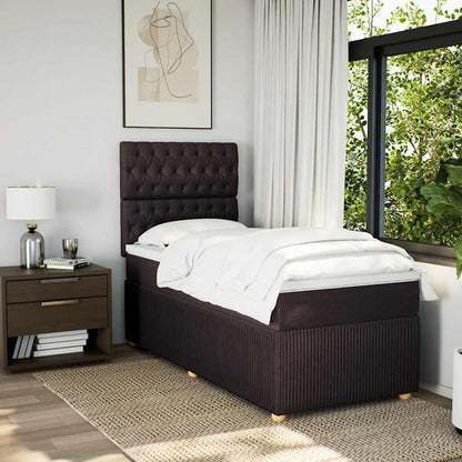 Giroletto a Molle con Materasso Marrone Scuro 90x190cm Tessuto | homemem39