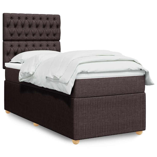 Giroletto a Molle con Materasso Marrone Scuro 90x190cm Tessuto