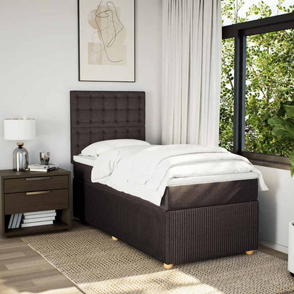 Giroletto a Molle con Materasso Marrone Scuro 90x190cm Tessuto | homemem39
