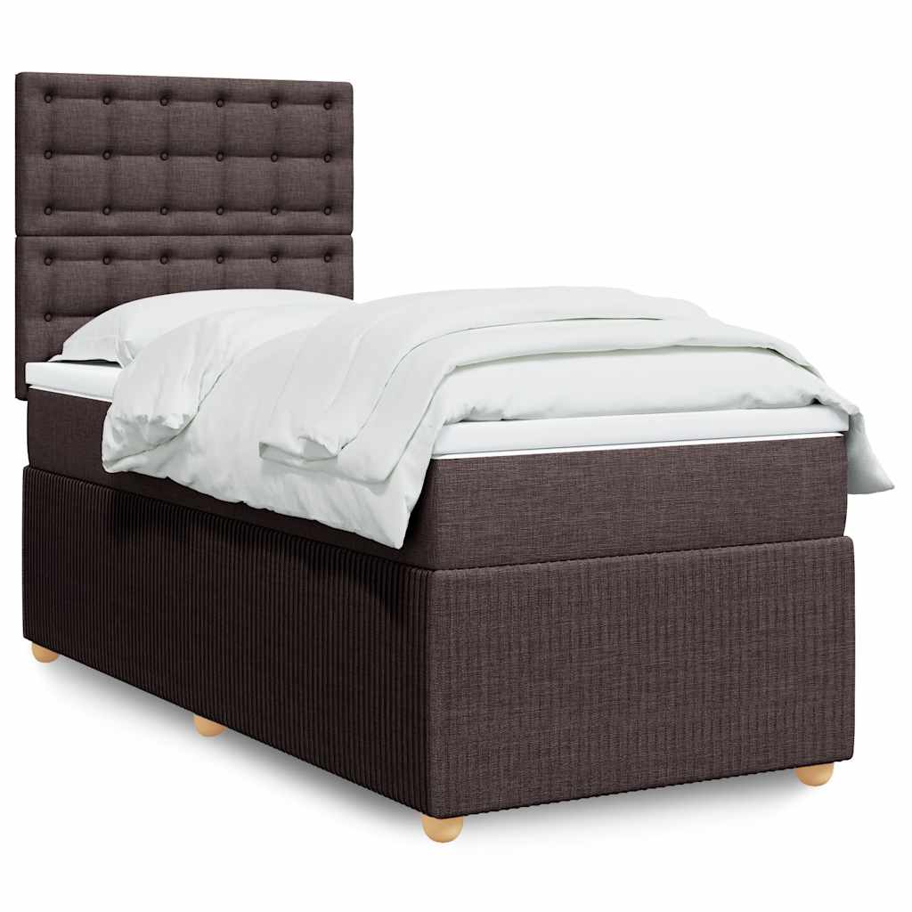 Giroletto a Molle con Materasso Marrone Scuro 90x190cm Tessuto | homemem39