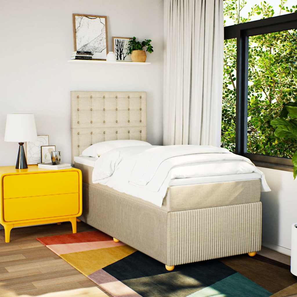 Giroletto a Molle con Materasso Crema 90x190 cm in Tessuto