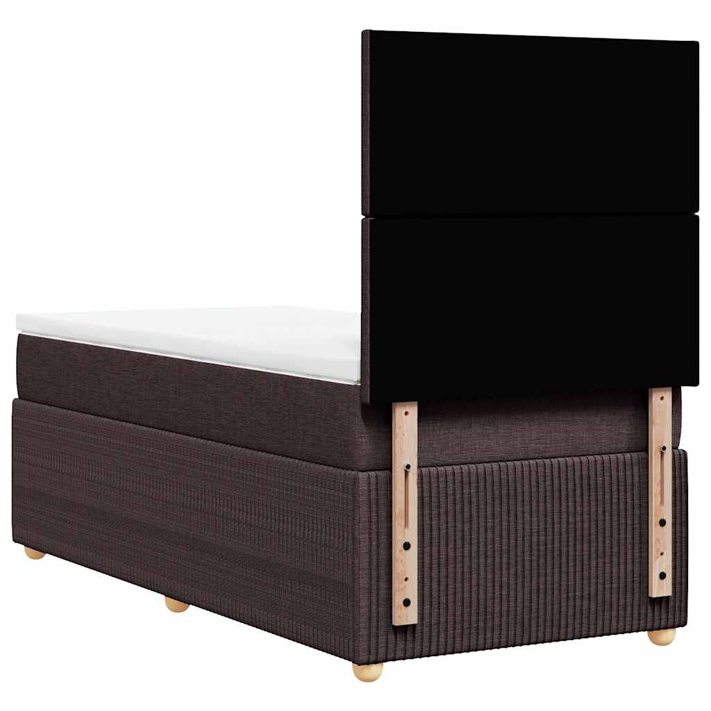 Giroletto a Molle con Materasso Marrone Scuro 90x200 cm Tessuto