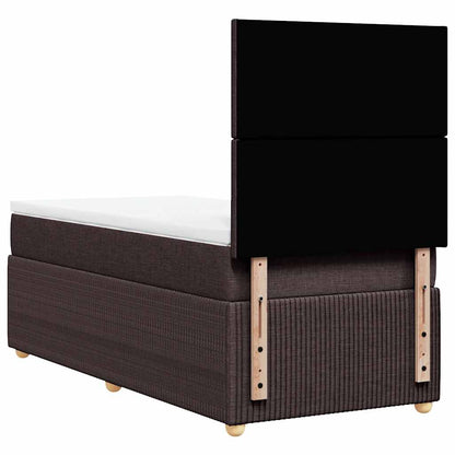 Giroletto a Molle con Materasso Marrone Scuro 90x200 cm Tessuto