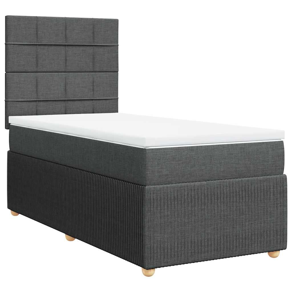 Giroletto a Molle con Materasso Grigio Scuro 90x200 cm Tessuto