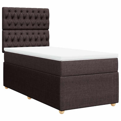 Giroletto a Molle con Materasso Marrone Scuro 90x200 cm Tessuto | homemem39