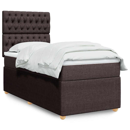 Giroletto a Molle con Materasso Marrone Scuro 90x200 cm Tessuto | homemem39