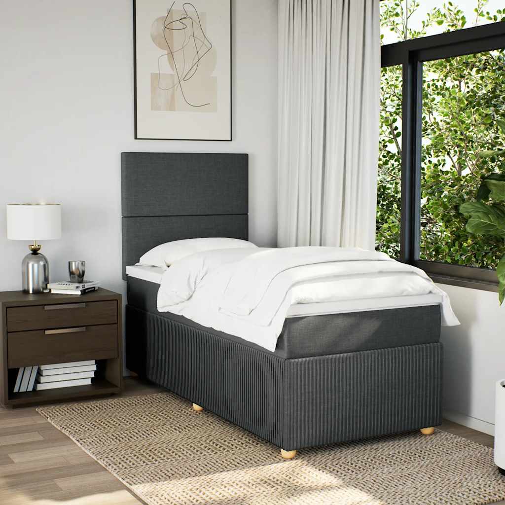 Giroletto a Molle con Materasso Grigio Scuro 100x200 cm Tessuto