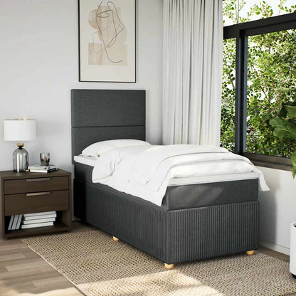 Giroletto a Molle con Materasso Grigio Scuro 100x200 cm Tessuto